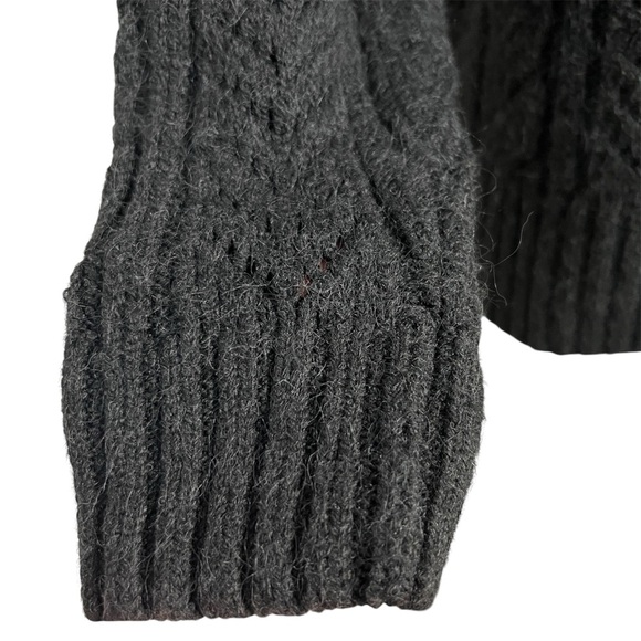 Anthropologie Black Classic Pointelle Cable Knit Cardigan Sweater - Picture 5 of 9
